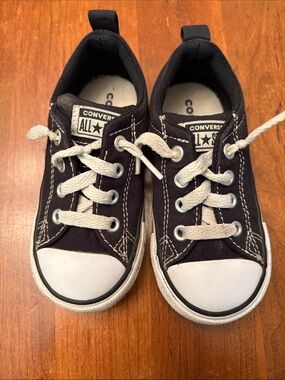 Converse Kids Black and White Low Top Canvas Sneakers